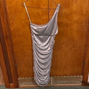 Windsor Shimmering Silver One-Shoulder Dress